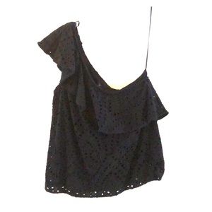 Design 365 Tops - Black One Shoulder Eyelet Swing Top Design 365 NWT Design 365 Tops - Black One Shoulder Eyelet Swing Top Design 365 NWT
